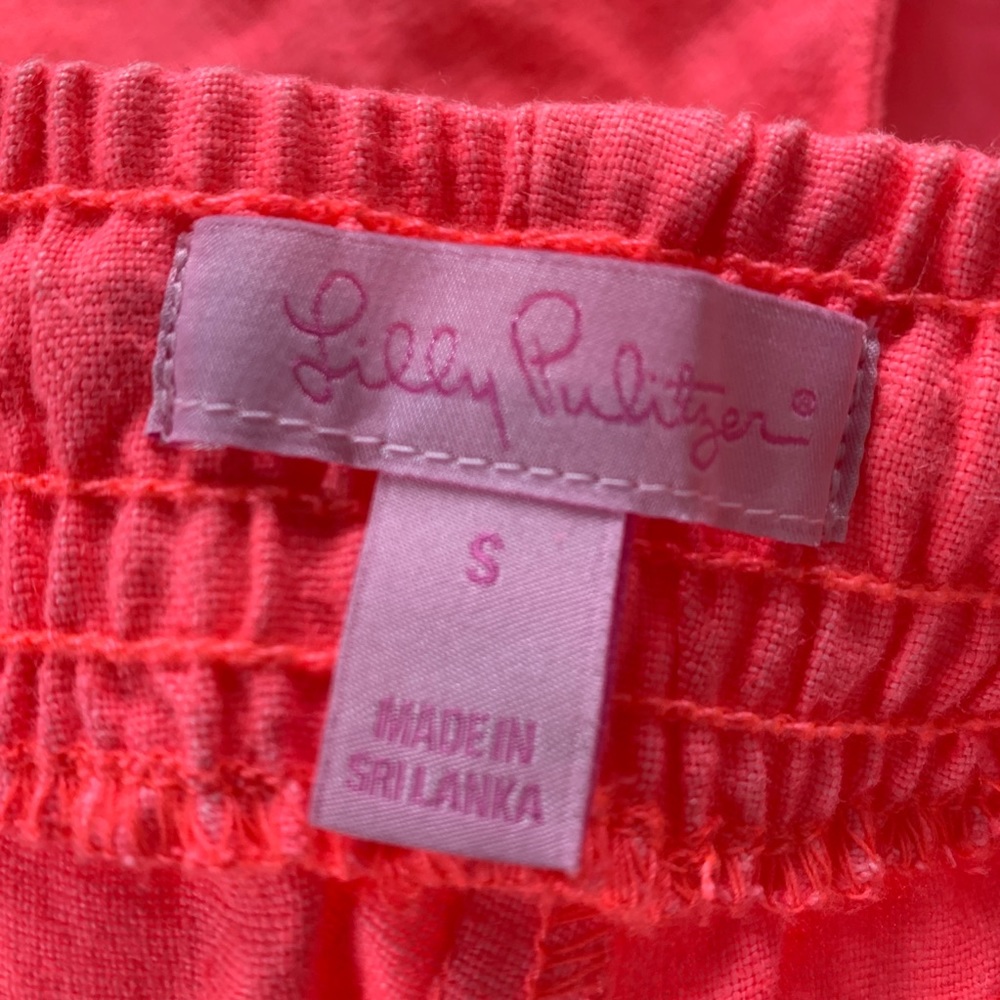 Lilly Pulitzer Hot Pink Linen Drawstring Shorts S - Picture 7 of 8